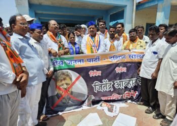 मंद्रूपमध्ये जितेंद्र आव्हाडांच्या पोस्टरला जोडेमार आंदोलन