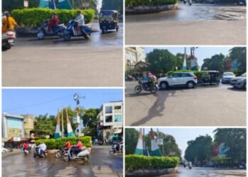 जुना एम्प्लॉयमेंट चौकातील सर्कल जवळ दुचाकी चालकांची घसरगुंडी..!